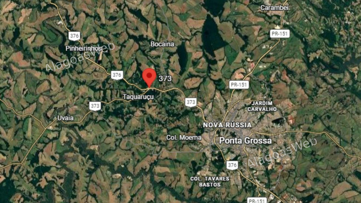 BR-373 é interditada após acidente entre ônibus e carreta que deixou 21 mortos no Paraná (foto: Google Maps/ND Mais)