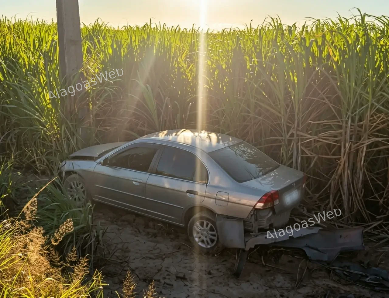 Motorista cochila e sai da pista na BR-101, em São Miguel dos Campos