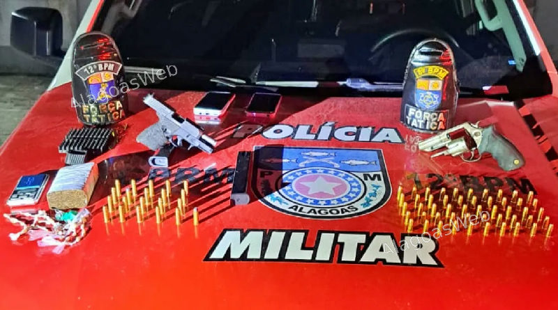 PM apreende drogas, armas e munições em duas ações em Rio Largo