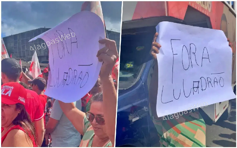 Dona de casa protesta contra Lula durante caravana em São Miguel dos Campos