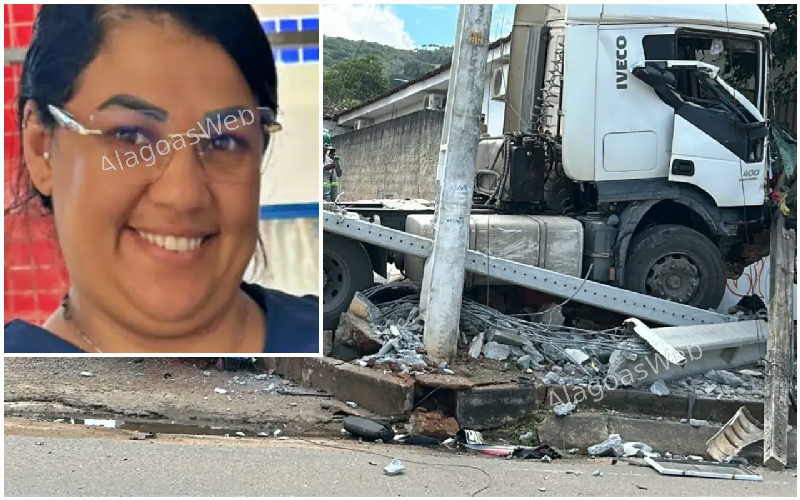 Servidora da Educação morre após ser atingida por carreta em Palmeira dos Índios