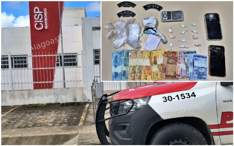 Dupla é presa com cocaína e maconha durante abordagem no Centro de Maribondo